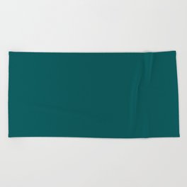 Dark Aqua Gray Solid Color Pantone Storm 19-5217 TCX Shades of Blue-green Hues Beach Towel