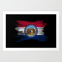 Missouri state flag brush stroke, Missouri flag background Art Print