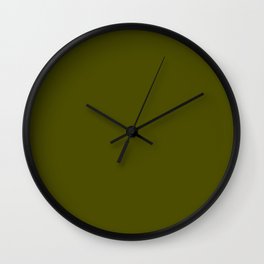 Dark Green Yellow Solid Color Popular Hues Patternless Shades of Olive Collection Hex #4d4d00 Wall Clock