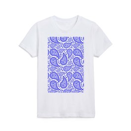 Paisley (Blue & White Pattern) Kids T Shirt