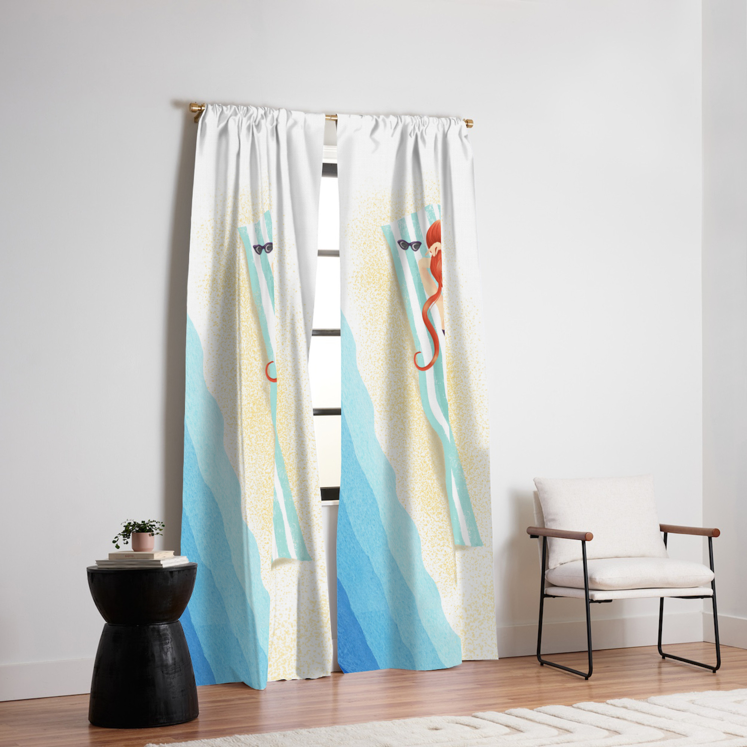 Red Haired Bouffant Beach Blanket Bombshell Blackout Curtain By