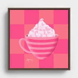 Pink Stripe Mod Mug Framed Canvas