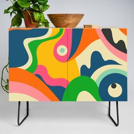 Colorful Mid Century Abstract  Credenza