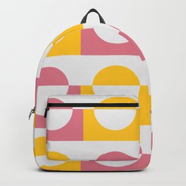 Modern abstract circles geomteric art  - pink and yellow Backpack