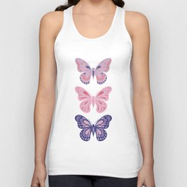 Three Butterflies - Purple & Pink Unisex Tank Top