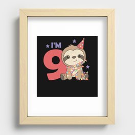 Sloth For Ninth Birthday For Children 9 Year Recessed Framed Print