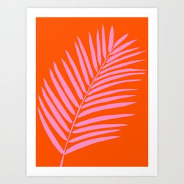 Palm Leaf, Orange And Pink Art Print
