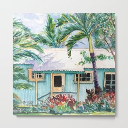 Tropical Vacation Cottage Metal Print