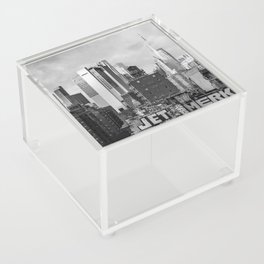 New York City Skyline Views | Lower Manhattan and Chinatown | Black and White Acrylic Box