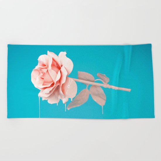 Pastel rose drip Beach Towel
