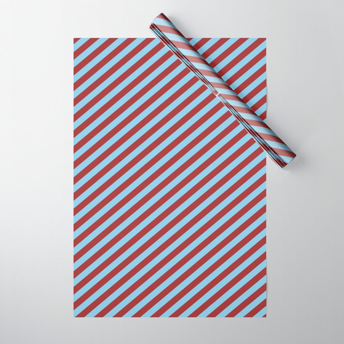 Brown and Sky Blue Colored Lines Pattern Wrapping Paper