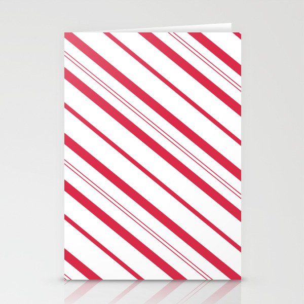 White and Red Peppermint Candy Cane Design Stationery Cards