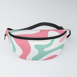 Retro Liquid Swirl Abstract Pattern in 80s Pink Teal White Fanny Pack