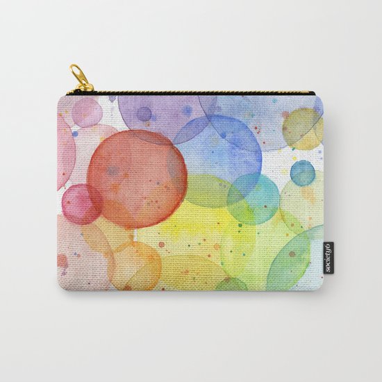 Watercolor Abstract Rainbow Circles and Splatters Carry-All Pouch