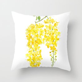 golden shower flower watercolor Throw Pillow