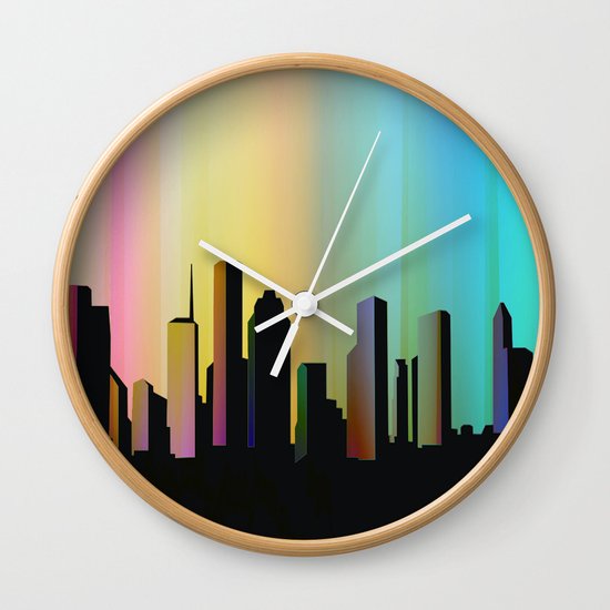 Cityscape through the veil Wall Clock