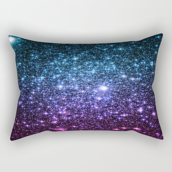 Galaxy Stars : Teal Violet Pink Ombre Rectangular Pillow