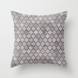 Blush And Grey Moroccan Tiles  Throw Pillow