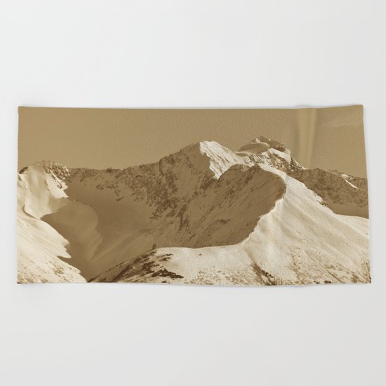 Majestic Mountain - Sepia Beach Towel
