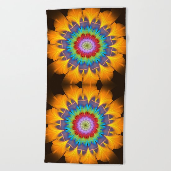 Tropical fantasy flower Beach Towel