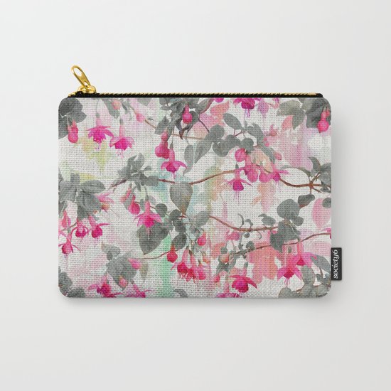 Rainbow Fuchsia Floral Pattern - with grey Carry-All Pouch