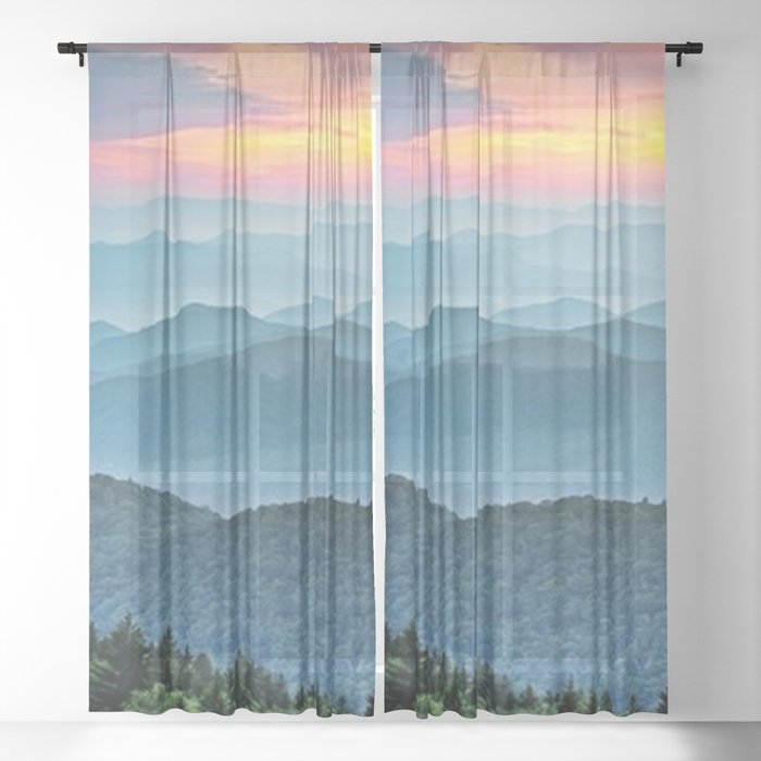Mountain Range Sunset Sheer Curtain