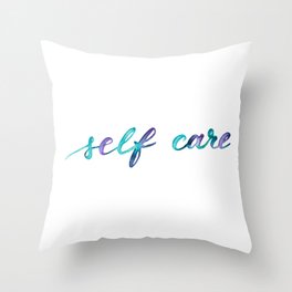 Self care - turquoise and purple Throw Pillow