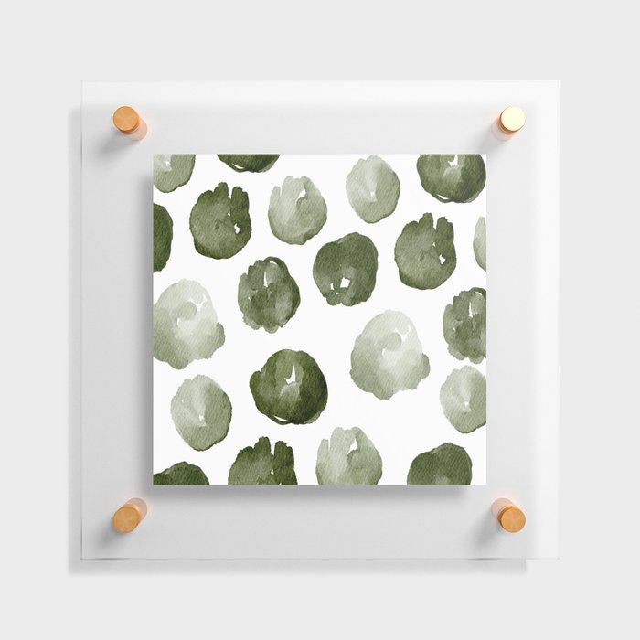Green watercolor pastel green polka dots pattern  Floating Acrylic Print