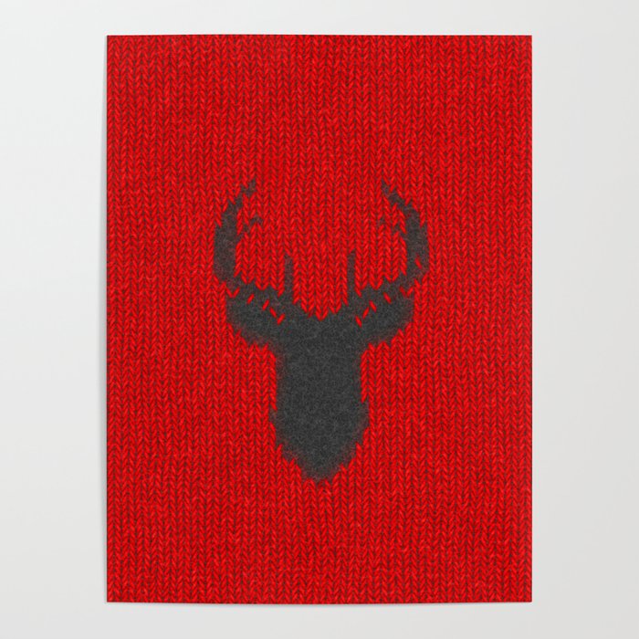 Antiallergenic Hand Knitted Deer Winter Wool Texture - Mix & Match with Simplicty of life Poster