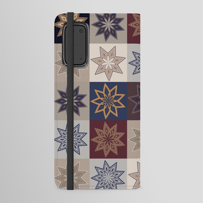 Rustic Patchwork Stars Pattern 2 Cool Tint Android Wallet Case