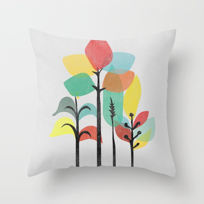 Tropical Groove (gray) Throw Pillow