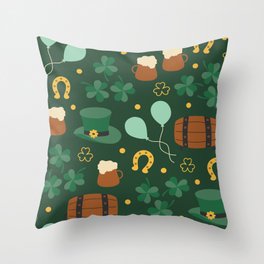 St. Patrick's Day green irish beer party Throw Pillow