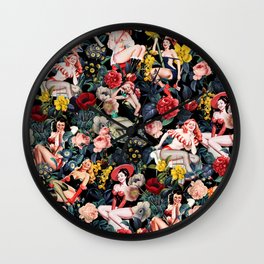 Floral and Pin-Up Girls IV Wall Clock
