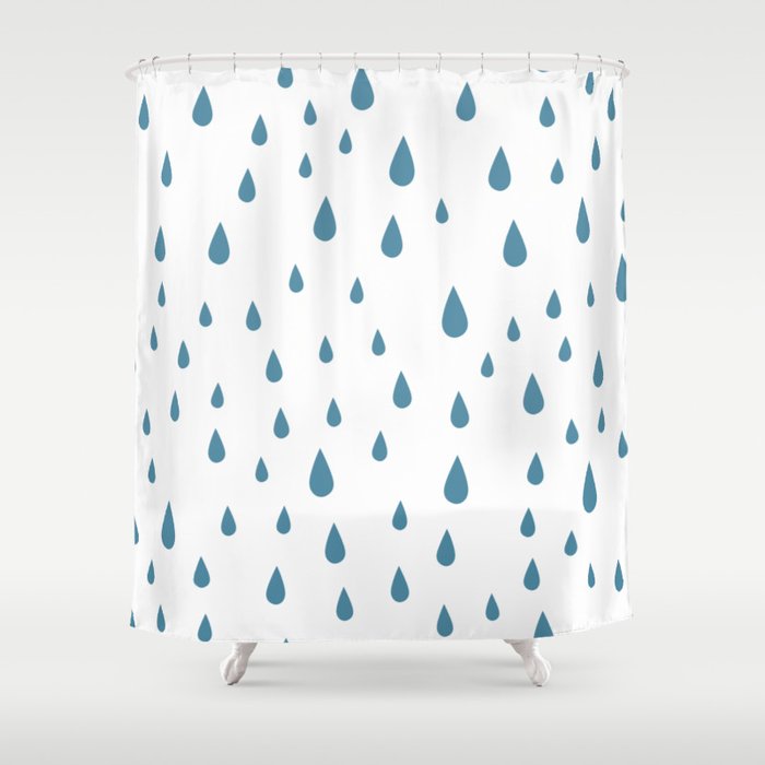 Blue Raindrops pattern Shower Curtain