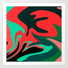 Black, green, red and pink marble pattern Art Print