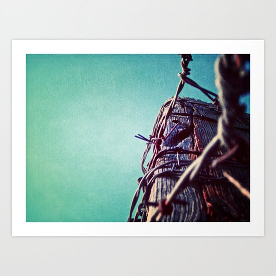 Barbed Wire Blue Art Print