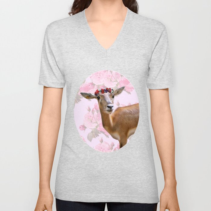 Fantastical Deer V Neck T Shirt