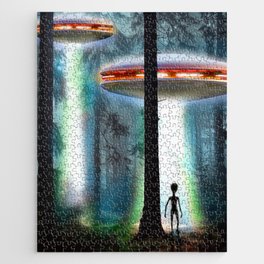 UFO Alien Forest / Flying Saucers Jigsaw Puzzle | Mystery, Flying, Forest, Abduction, Et, Ufo, Conspiracy, Unidentified, Scifi, Extraterrestrial 