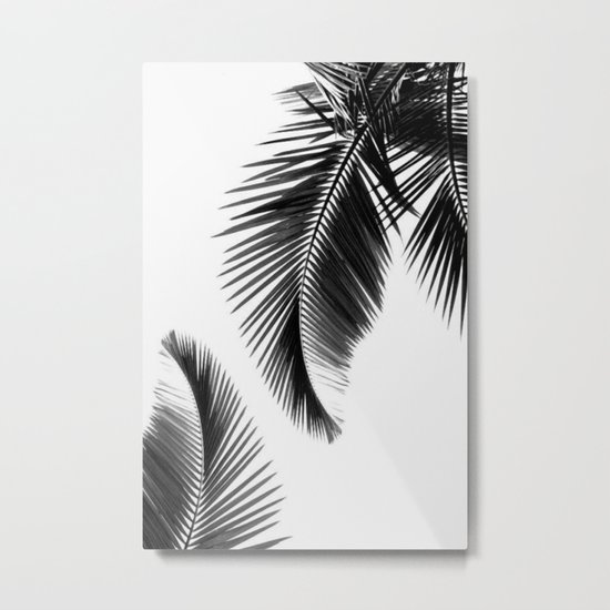Black and white Leafs Metal Print