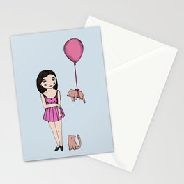 The cat balloon Stationery Cards