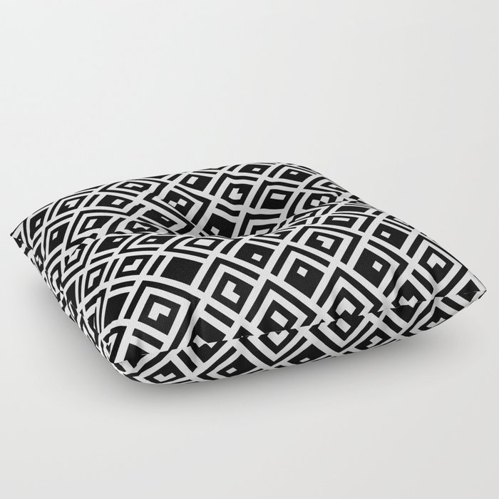 Abstract Black And White Squares - QR Code Floor Pillow