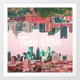 Twin Cities Minneapolis and Saint Paul Minnesota Collage Art Print