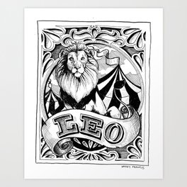 leo horoscope pointed pen & ink illustration Art Print