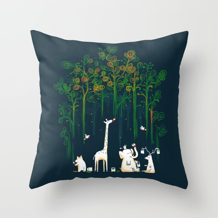 Re-paint the Forest Throw Pillow
