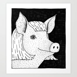 Pig In A Wig Art Print
