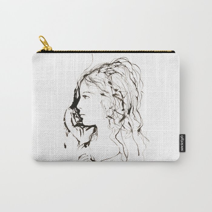 Perfect Nose Girl Artwork Design Draw Line Carry-All Pouch