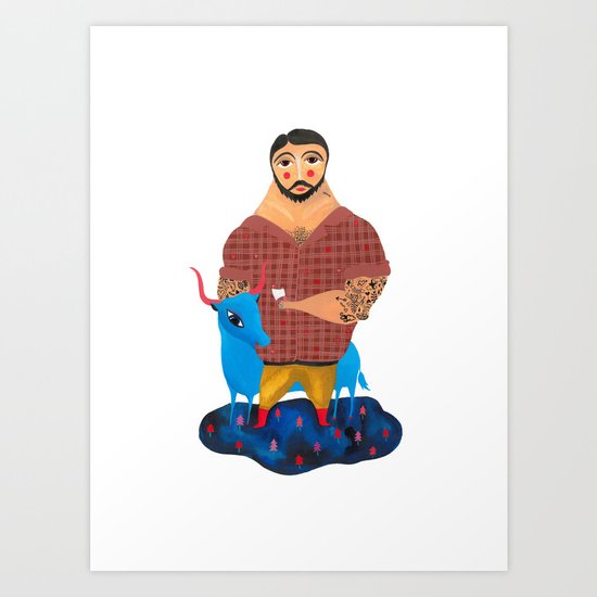 Paul Bunyan and Babe Art Print