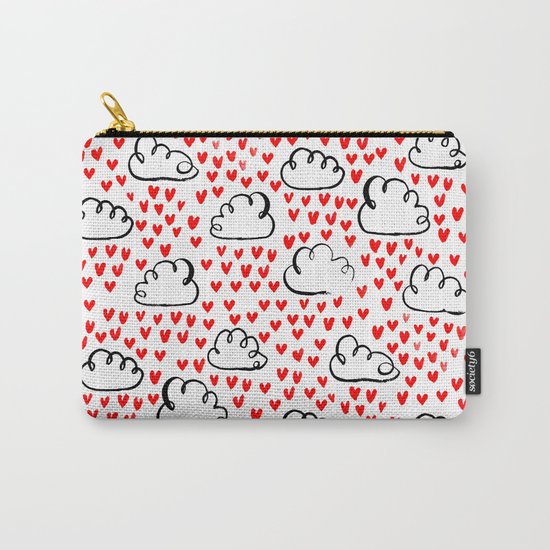 Heart Rain watercolor ink pattern basic minimal love valentines day gifts Carry-All Pouch