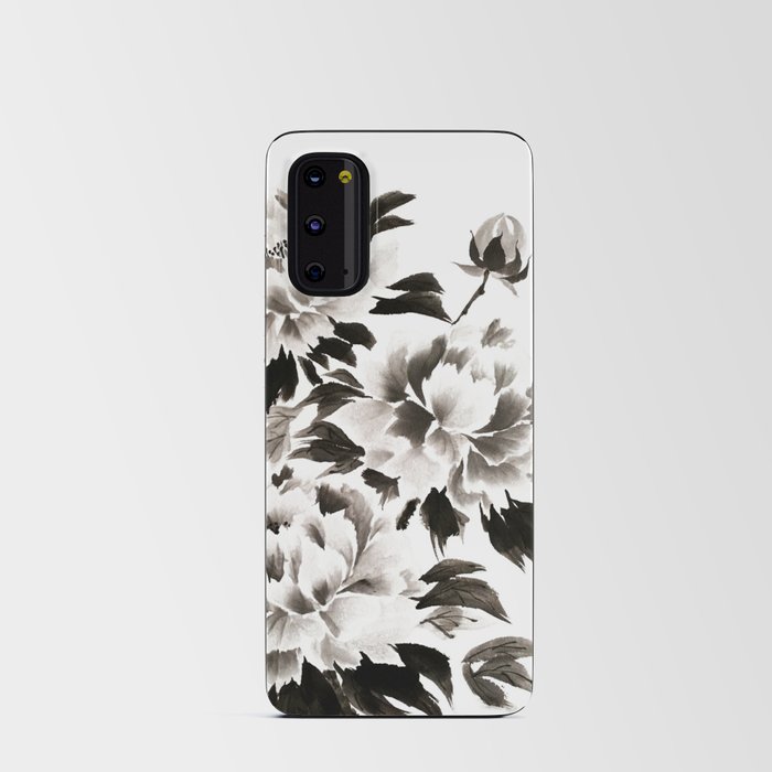 sumi-e painting of peony flowers Android Card Case