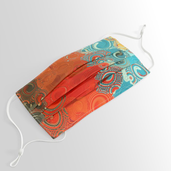 Turquoise and Red Swirls - cheerful, bright art and home decor Face Mask